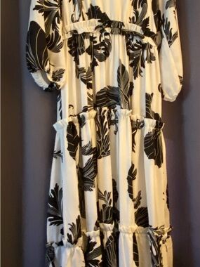 Express Black and White Floral Tiered Maxi Dress - worn once